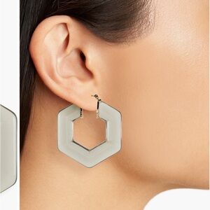 BP Hexagonal Gray Resin Hoop Earrings